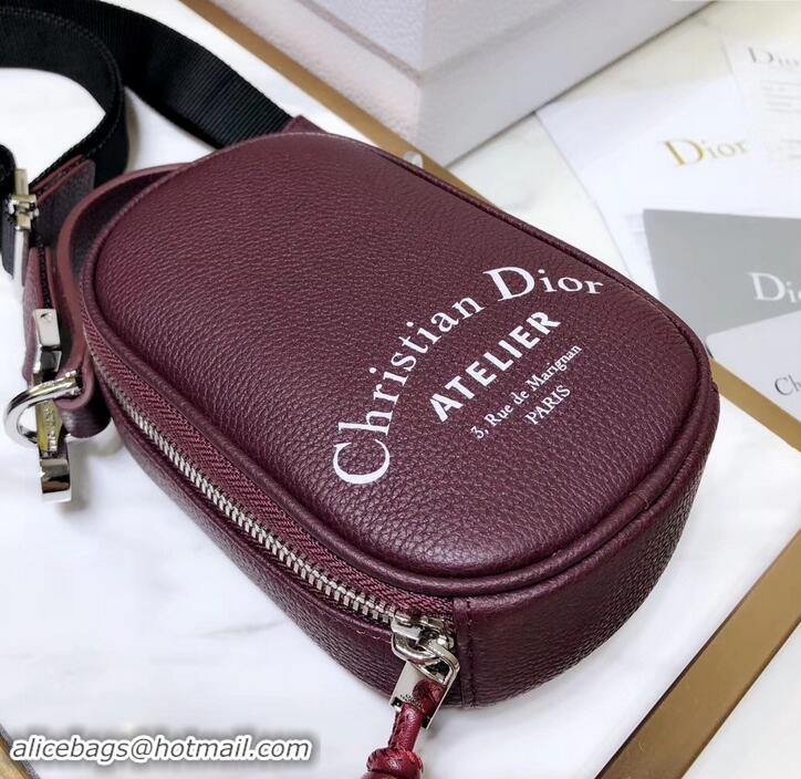 Shop Cheap Dior Christan Dior Atelier Print Mini Shoulder Bag In Grained Calfskin 500411 Burgundy