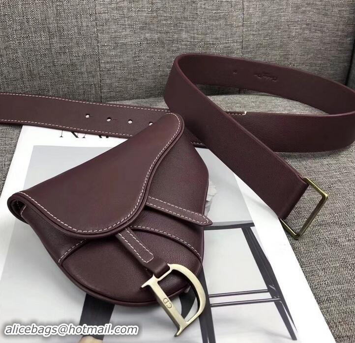 Purchase Dior Vintage Saddle Belt Bag 500412 Burgundy