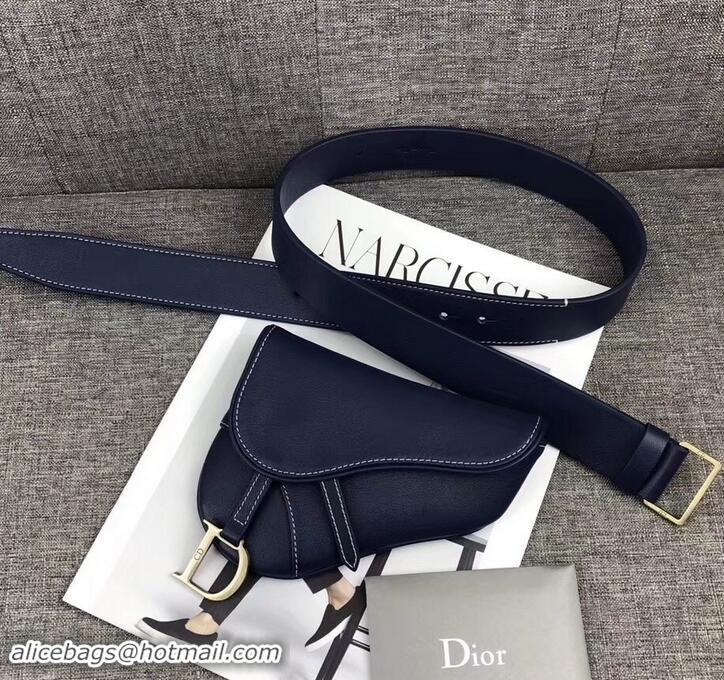 Unique Style Dior Vintage Saddle Belt Bag 500412 Dark Blue