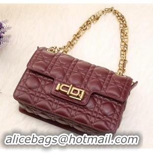 New Product Dior Dioraddict Crossbody Chain Bag in Cannage Lambskin 500414 Burgundy