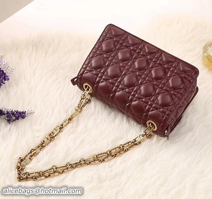 New Product Dior Dioraddict Crossbody Chain Bag in Cannage Lambskin 500414 Burgundy