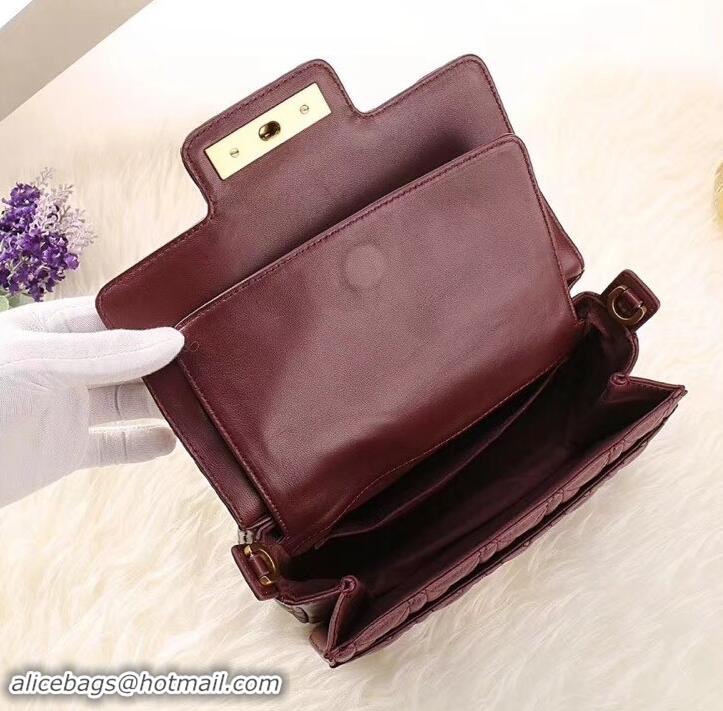 New Product Dior Dioraddict Crossbody Chain Bag in Cannage Lambskin 500414 Burgundy