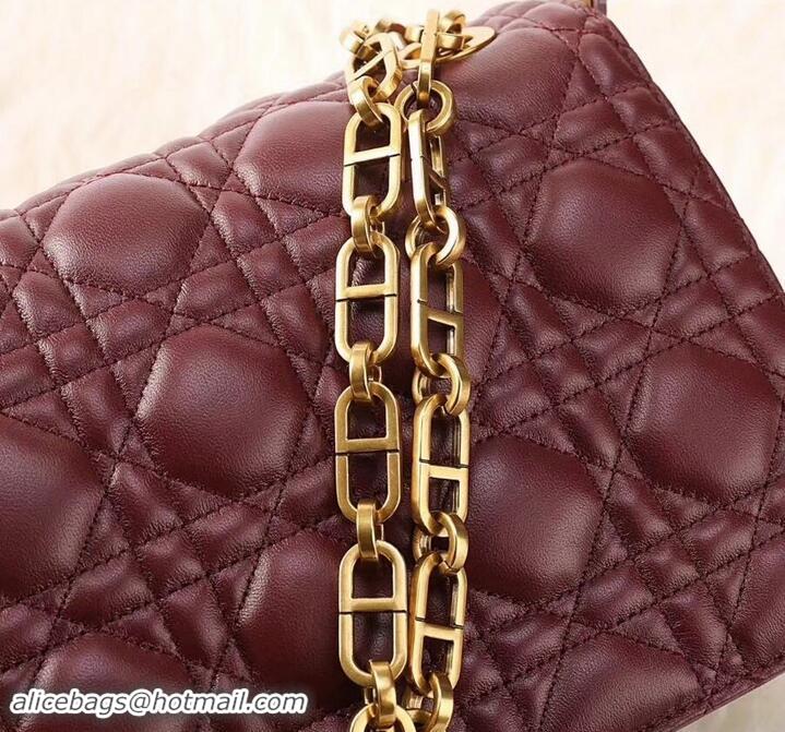 New Product Dior Dioraddict Crossbody Chain Bag in Cannage Lambskin 500414 Burgundy