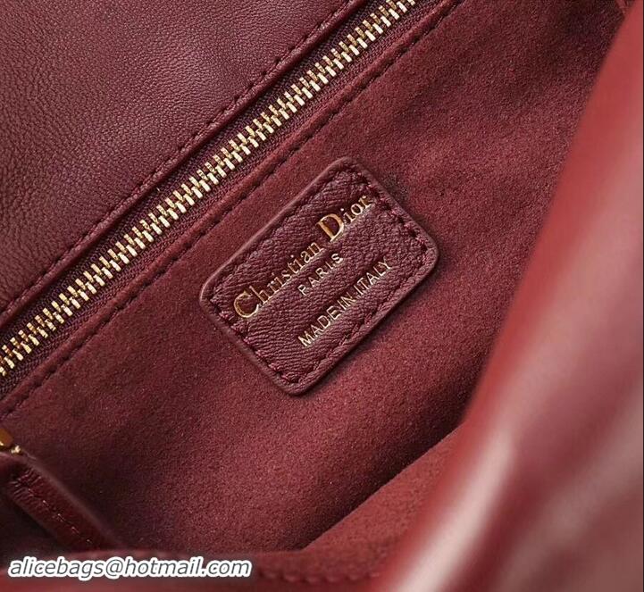 New Product Dior Dioraddict Crossbody Chain Bag in Cannage Lambskin 500414 Burgundy