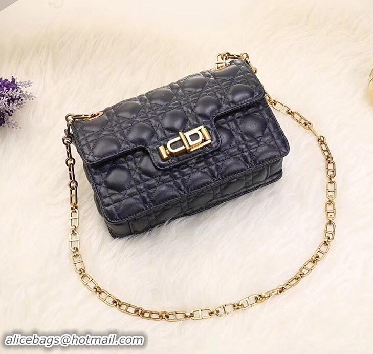 Best Product Dior Dioraddict Crossbody Chain Bag in Cannage Lambskin 500414 Dark Blue