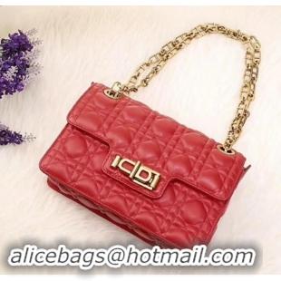 Charming Dior Dioraddict Crossbody Chain Bag in Cannage Lambskin 500414 Red