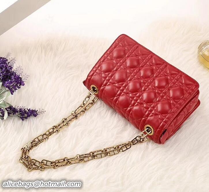 Charming Dior Dioraddict Crossbody Chain Bag in Cannage Lambskin 500414 Red