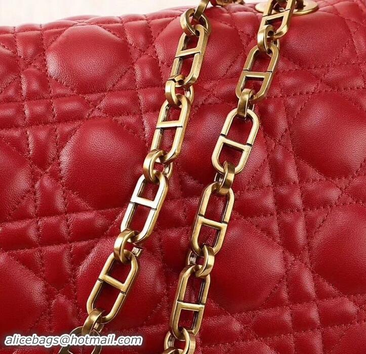 Charming Dior Dioraddict Crossbody Chain Bag in Cannage Lambskin 500414 Red