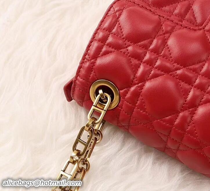 Charming Dior Dioraddict Crossbody Chain Bag in Cannage Lambskin 500414 Red