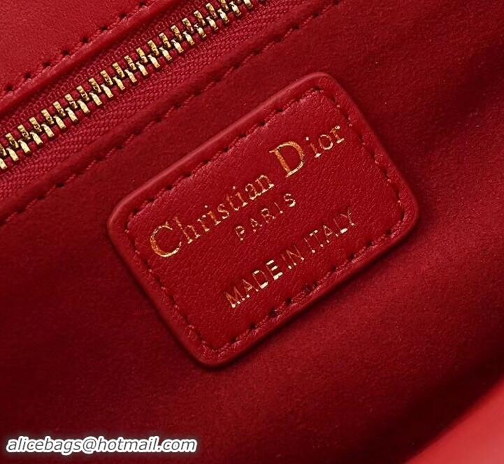 Charming Dior Dioraddict Crossbody Chain Bag in Cannage Lambskin 500414 Red