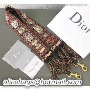 Famous Dior Fringed Shoulder Strap In Multi-Coloured Canvas Adorned With Medallions 500416