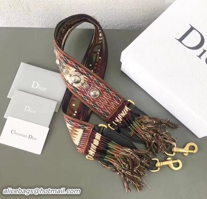 Famous Dior Fringed Shoulder Strap In Multi-Coloured Canvas Adorned With Medallions 500416