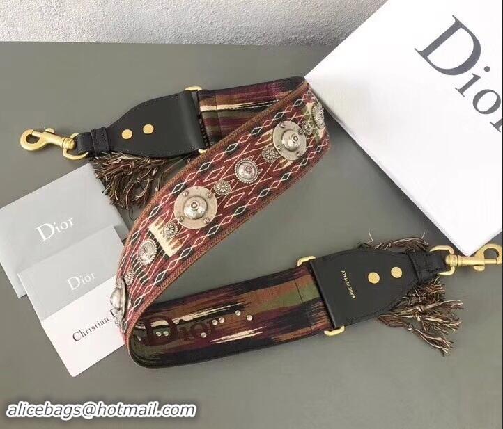 Famous Dior Fringed Shoulder Strap In Multi-Coloured Canvas Adorned With Medallions 500416