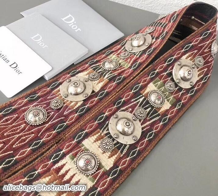 Famous Dior Fringed Shoulder Strap In Multi-Coloured Canvas Adorned With Medallions 500416