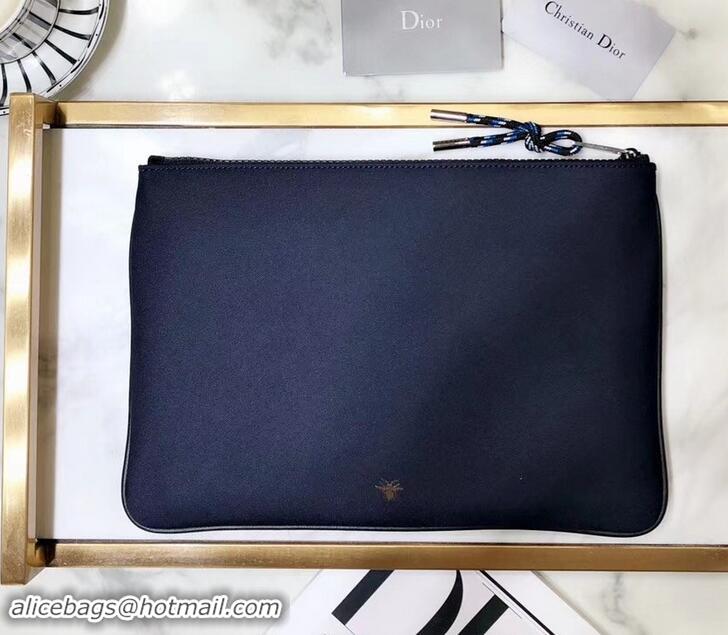 Grade Quality Dior Flat Pouch Clutch Bag In Nylon With Multiple Patches 500420 Navy Blue