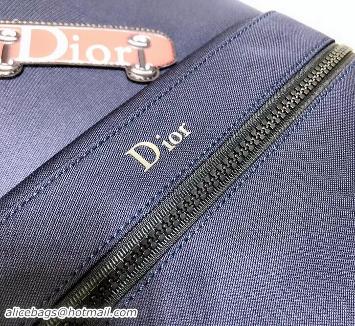 Good Quality Dior Rider Rucksack Backpack Bag In Nylon With Multiple Patches 500421 Navy Blue