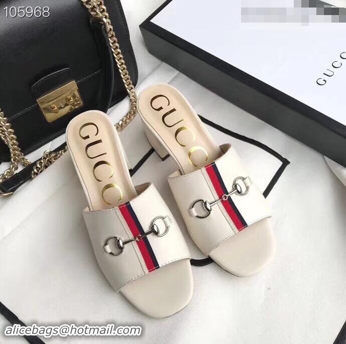 Popular Gucci Horsebit and Sylvie Web Heel Slides G932622 White 2019