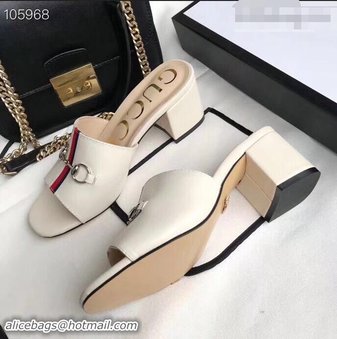 Popular Gucci Horsebit and Sylvie Web Heel Slides G932622 White 2019