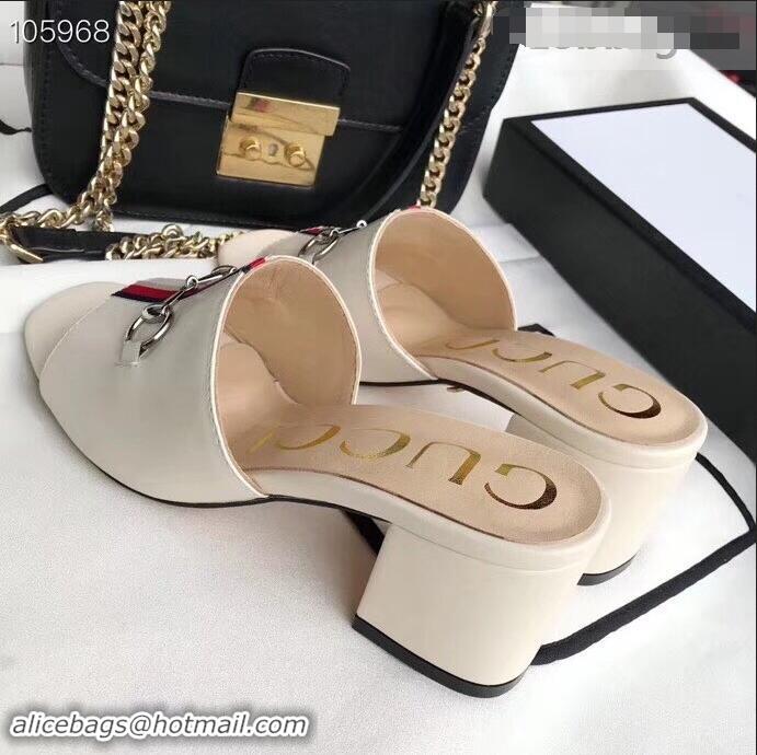 Popular Gucci Horsebit and Sylvie Web Heel Slides G932622 White 2019