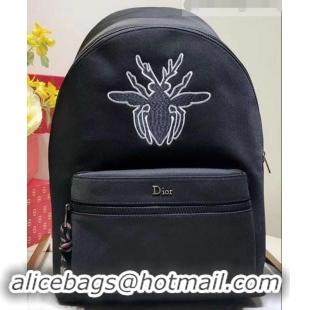 Best Price Dior Rider Rucksack Backpack Bag In Black Nylon With Bee Patches 500421