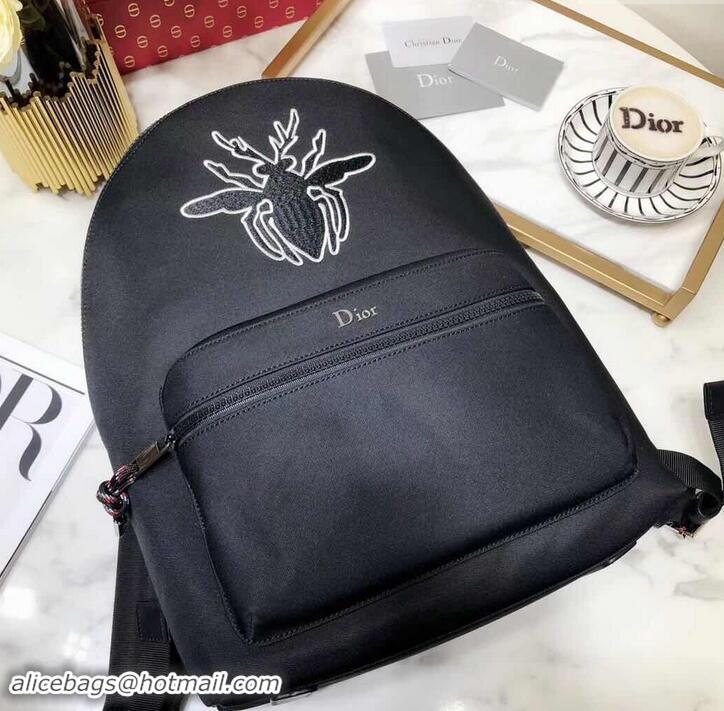 Best Price Dior Rider Rucksack Backpack Bag In Black Nylon With Bee Patches 500421