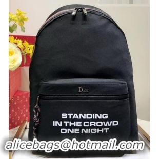 Good Product Dior Homme Slogan Backpack Bag In Black Nylon 500427