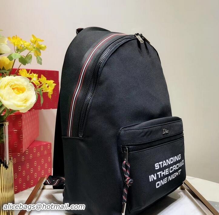 Good Product Dior Homme Slogan Backpack Bag In Black Nylon 500427