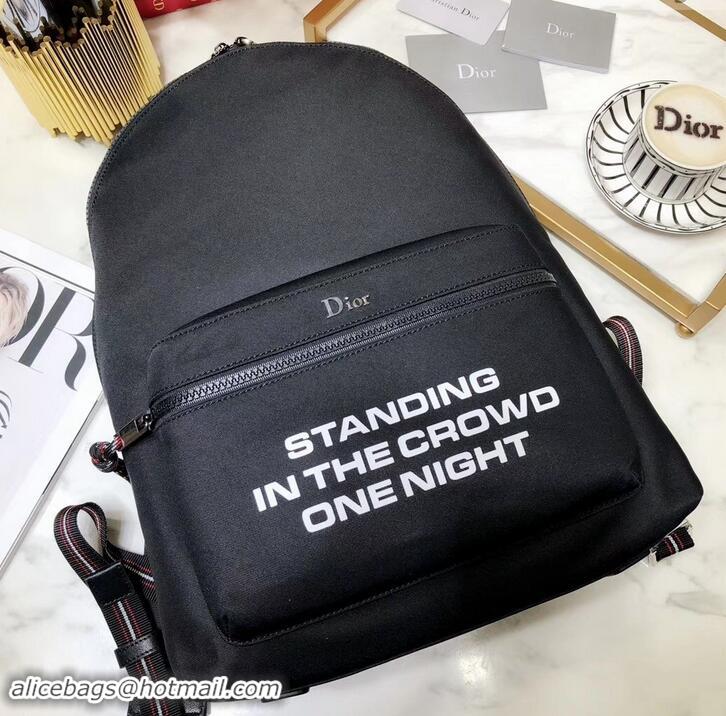 Good Product Dior Homme Slogan Backpack Bag In Black Nylon 500427