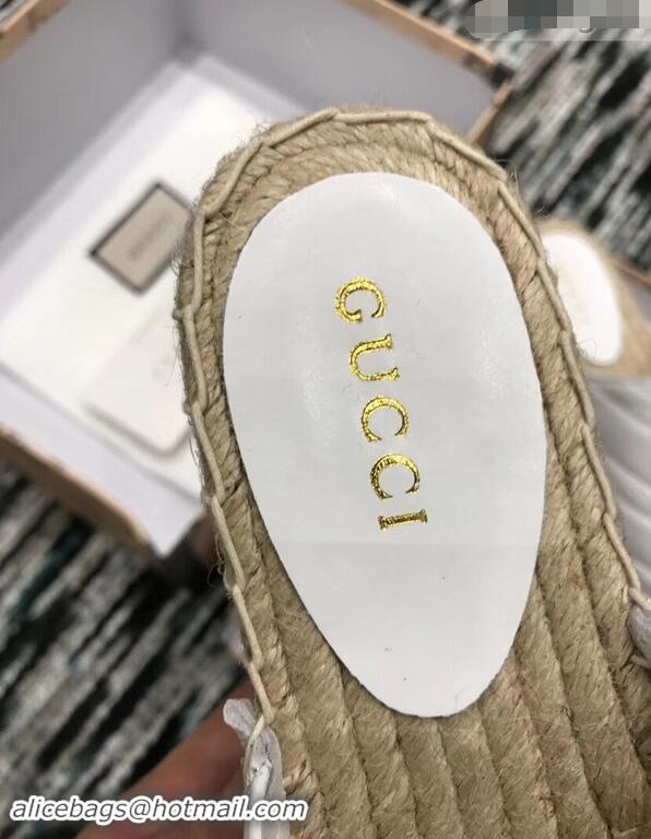 Modern Gucci Leather Platform Espadrilles Slippers With Double G 940801 White 2019