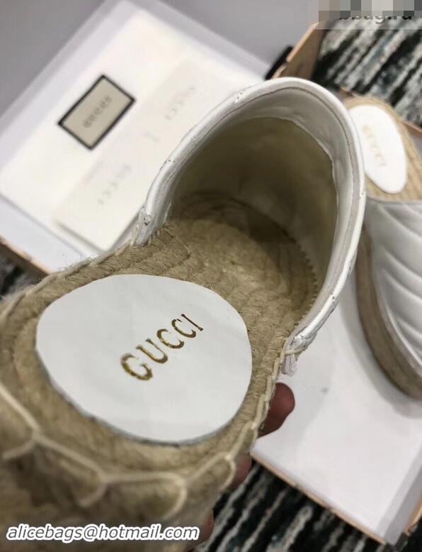 Modern Gucci Leather Platform Espadrilles Slippers With Double G 940801 White 2019