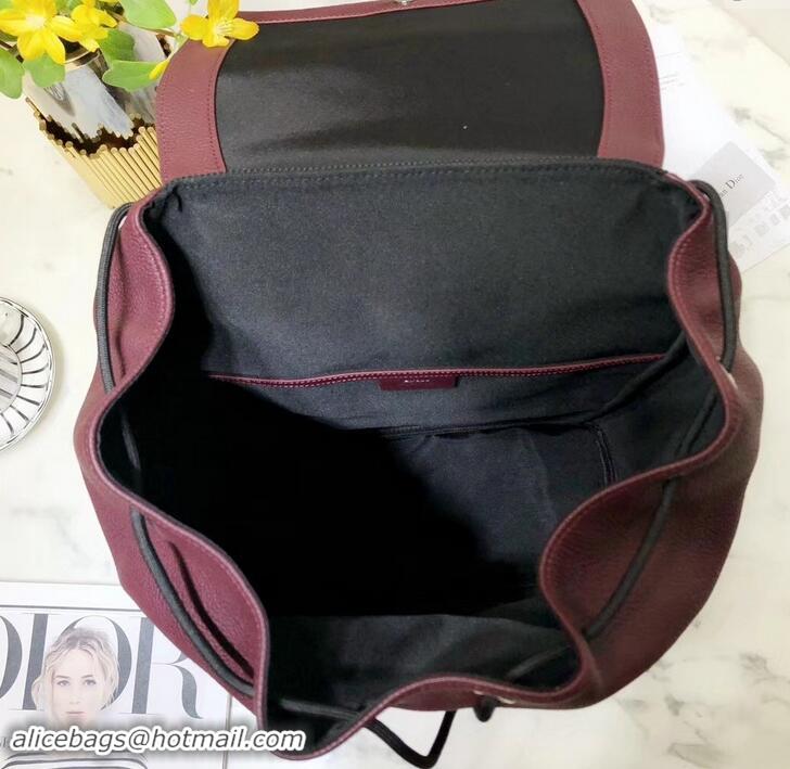 Low Cost Dior Motion Rucksack Backpack Bag In Grained Calfskin 500430 Burgundy