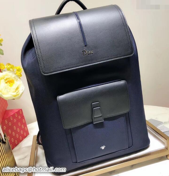 Popular Style Dior Motion Rucksack Backpack Bag In Nylon and Calfskin 500433 Navy Blue