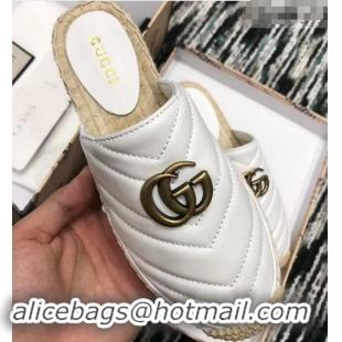 Free Gucci Leather Espadrilles Slippers With Double G 551881 White 2019