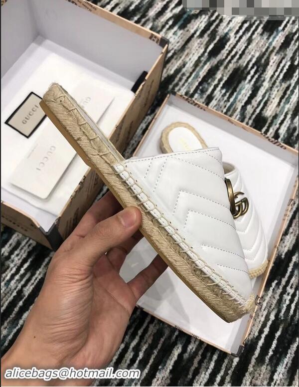 Free Gucci Leather Espadrilles Slippers With Double G 551881 White 2019