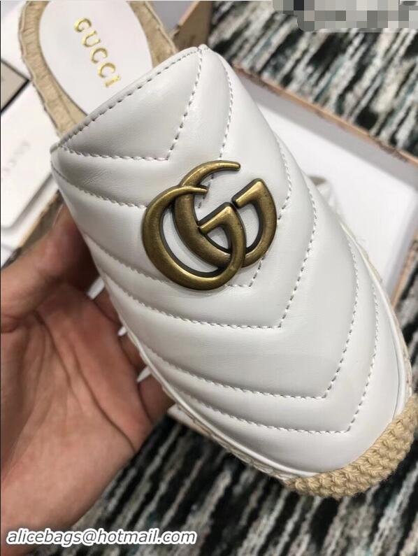 Free Gucci Leather Espadrilles Slippers With Double G 551881 White 2019