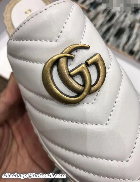 Free Gucci Leather Espadrilles Slippers With Double G 551881 White 2019