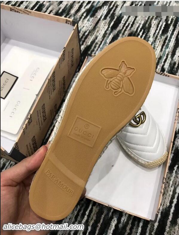 Free Gucci Leather Espadrilles Slippers With Double G 551881 White 2019