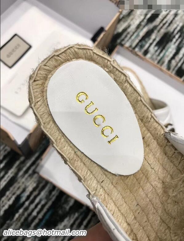 Free Gucci Leather Espadrilles Slippers With Double G 551881 White 2019