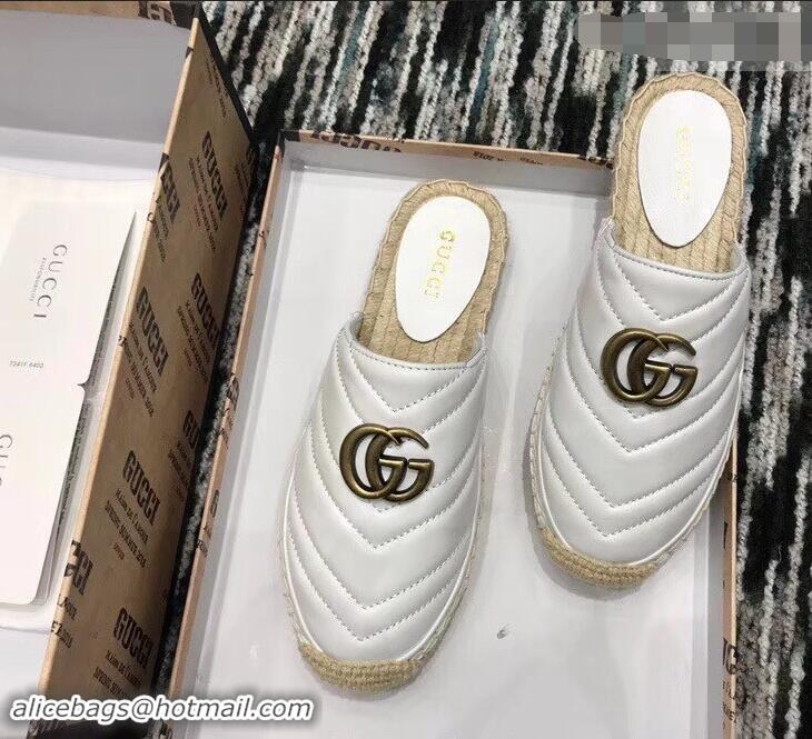 Free Gucci Leather Espadrilles Slippers With Double G 551881 White 2019