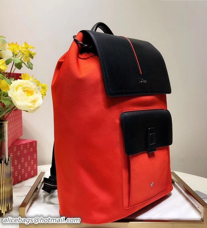 Imitation Dior Motion Rucksack Backpack Bag In Nylon and Calfskin 500433 Red