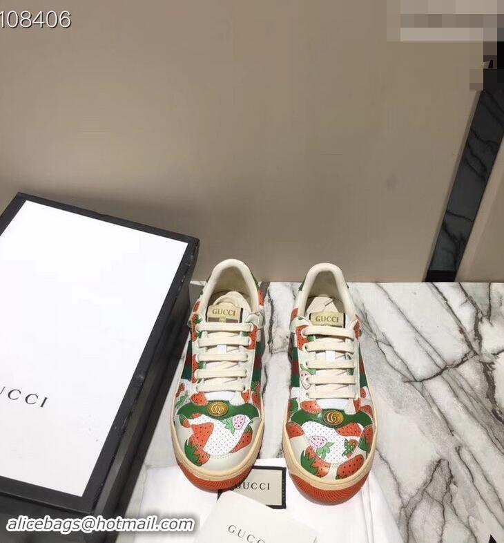 Cute Gucci Web Screener Strawberry Sneakers 570442 2019