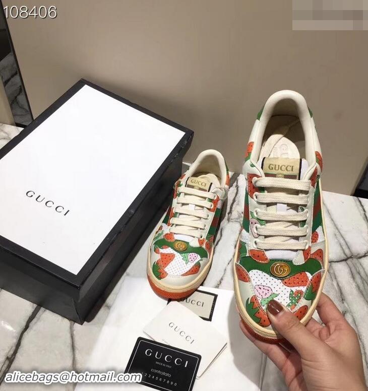 Cute Gucci Web Screener Strawberry Sneakers 570442 2019