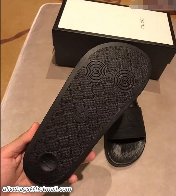 Best Price Gucci Logo Rubber Slide Sandals 941202 Black 2019