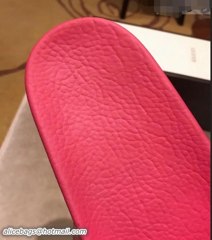 Top Quality Gucci Logo Rubber Slide Sandals 941203 Fuchsia 2019