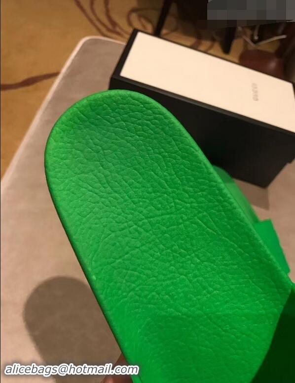 Perfect Discount Gucci Logo Rubber Slide Sandals 941203 Green 2019