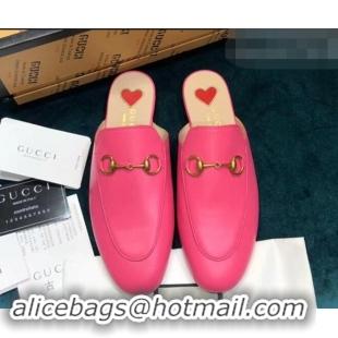 Unique Grade Gucci Princetown Leather Slipper 557730 Fuchsia