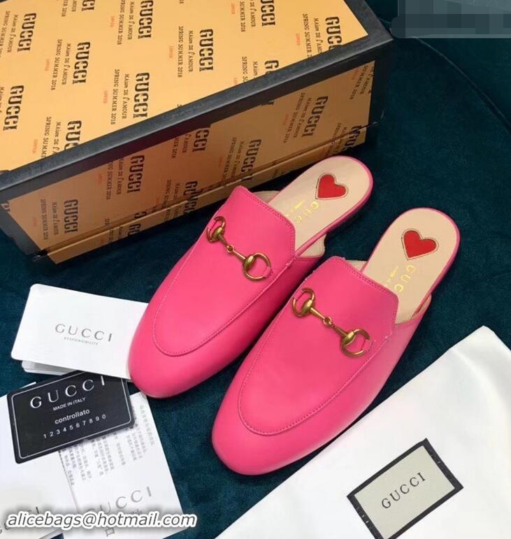 Unique Grade Gucci Princetown Leather Slipper 557730 Fuchsia