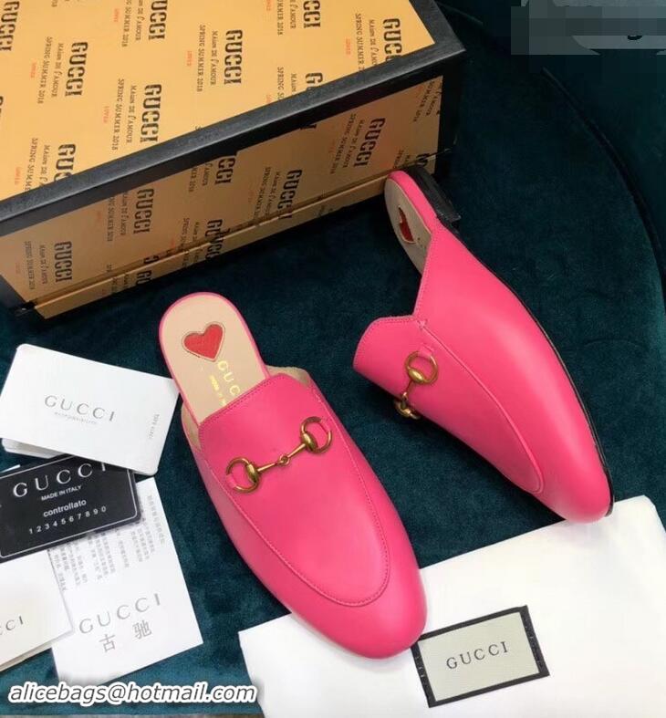 Unique Grade Gucci Princetown Leather Slipper 557730 Fuchsia