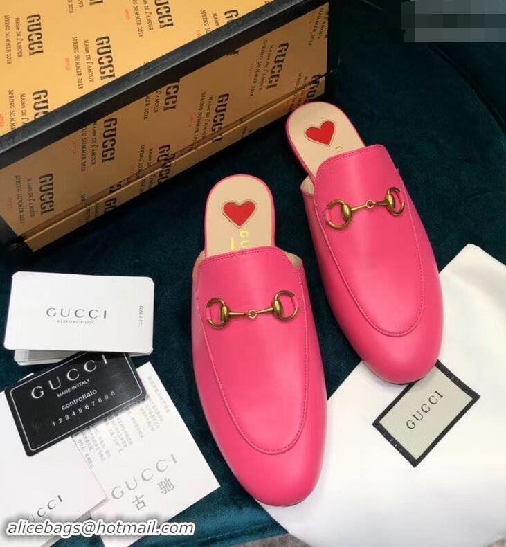 Unique Grade Gucci Princetown Leather Slipper 557730 Fuchsia