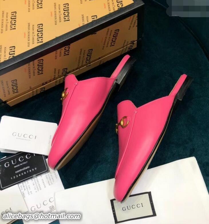 Unique Grade Gucci Princetown Leather Slipper 557730 Fuchsia